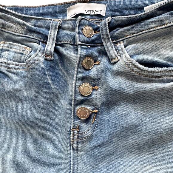Vervet Skinny Jeans Women's Size 24 Blue Light wash distressed Button fly Grunge - Picture 3 of 15